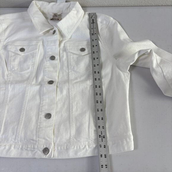 Ann Taylor Loft Jean Jacket Womens L White Denim Button Up Stretch NWT - Picture 9 of 11